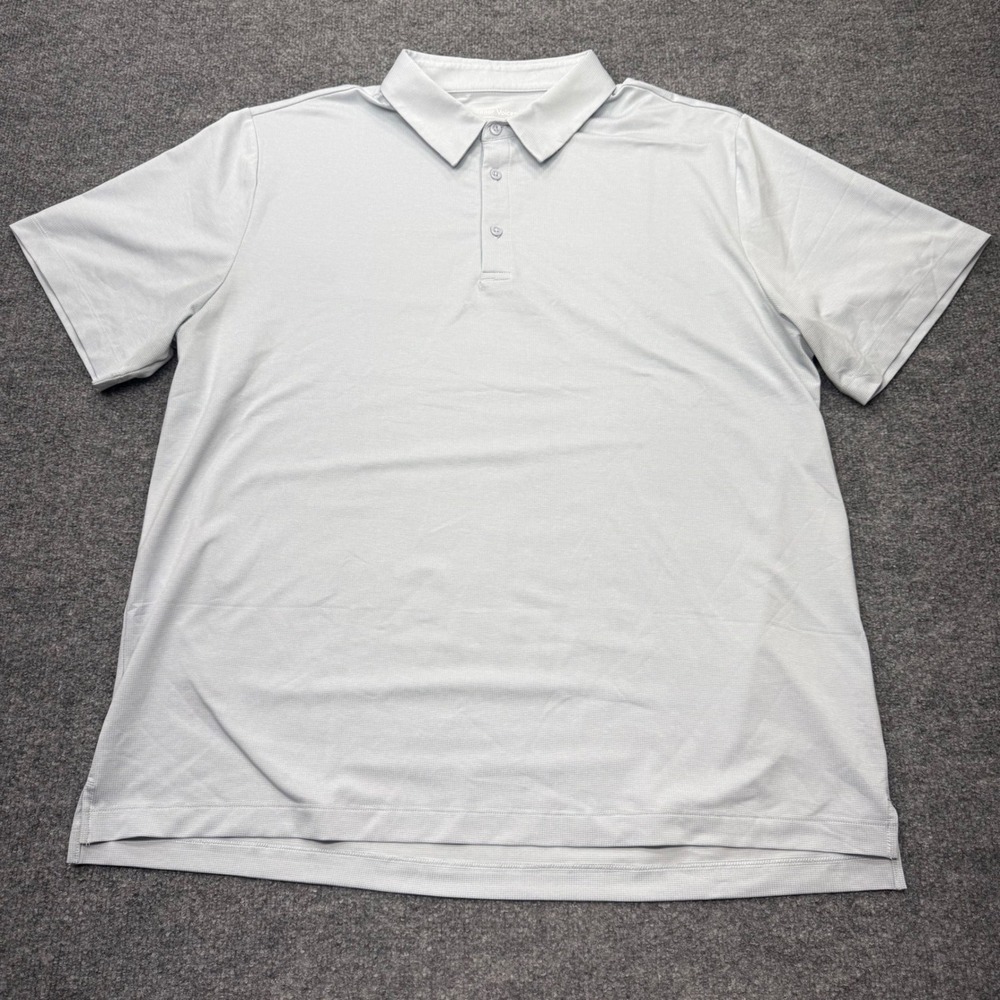Outdoor Voices Mens XXL Light Blue Performance Short Sleeve Textured Polo Shirt